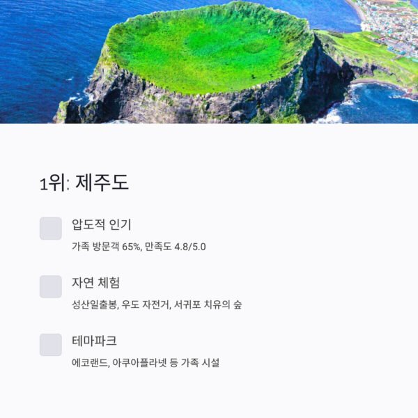 가족 휴양지 제주도