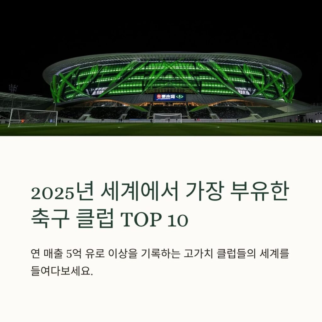 2025년 세계에서 가장 부유한 축구 클럽 TOP 10 돈과 명예의 끝을 만나보세요