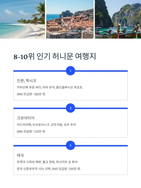 세계에서 가장 인기 있는 허니문 여행지 8