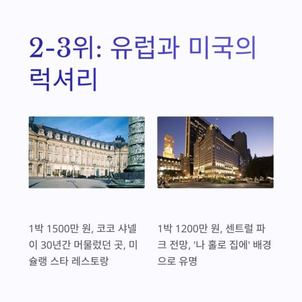 2025년 세계 최고의 럭셔리 호텔 TOP 2-3