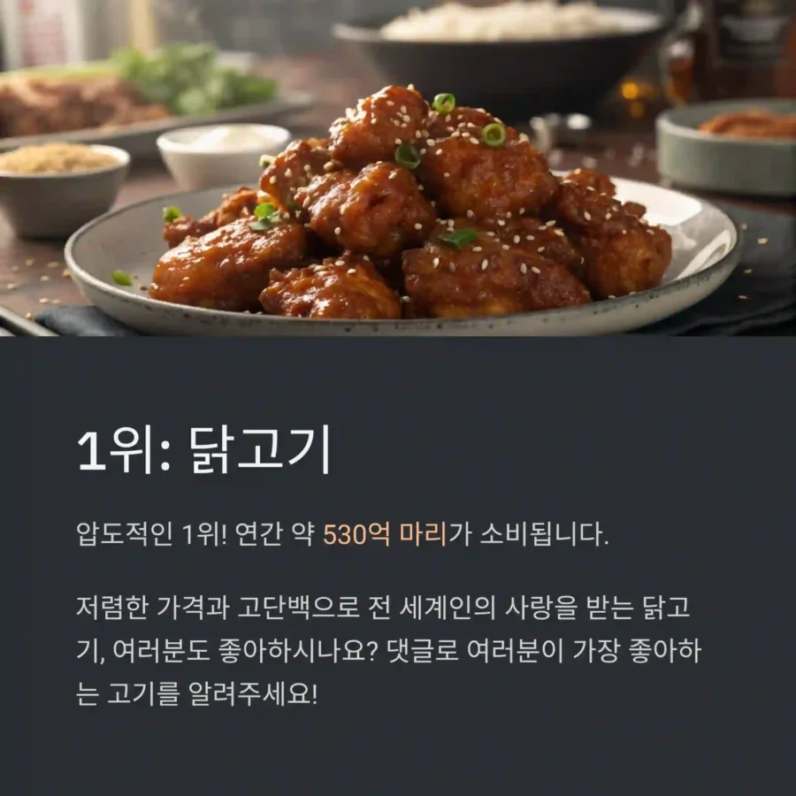 세계에서 가장 많이 먹는 고기 TOP 1 닭고기