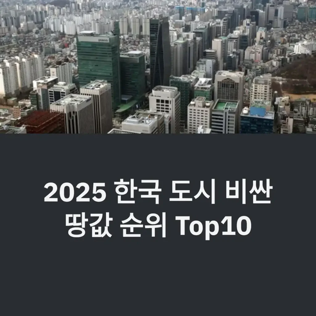 2025년 대한민국 도시별 평균 땅값 TOP 10