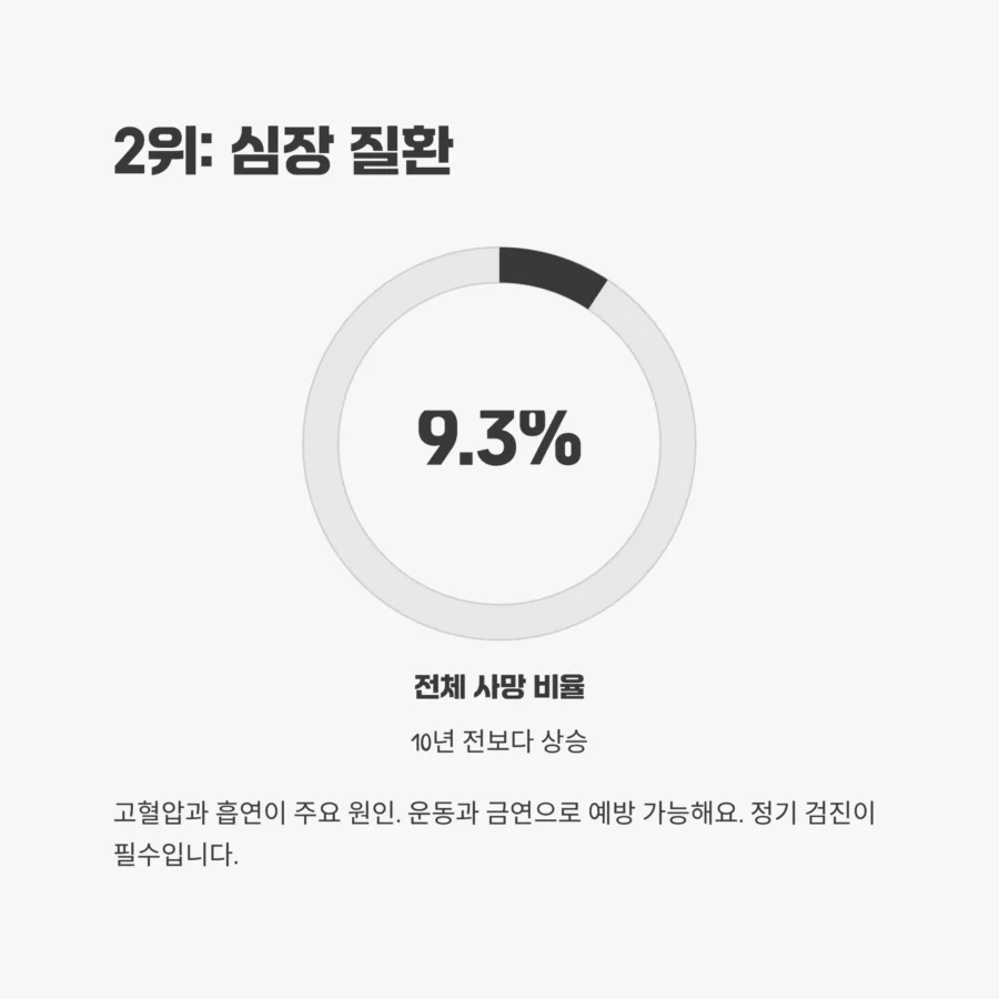 2025년 한국 사망원인 TOP 2 심장