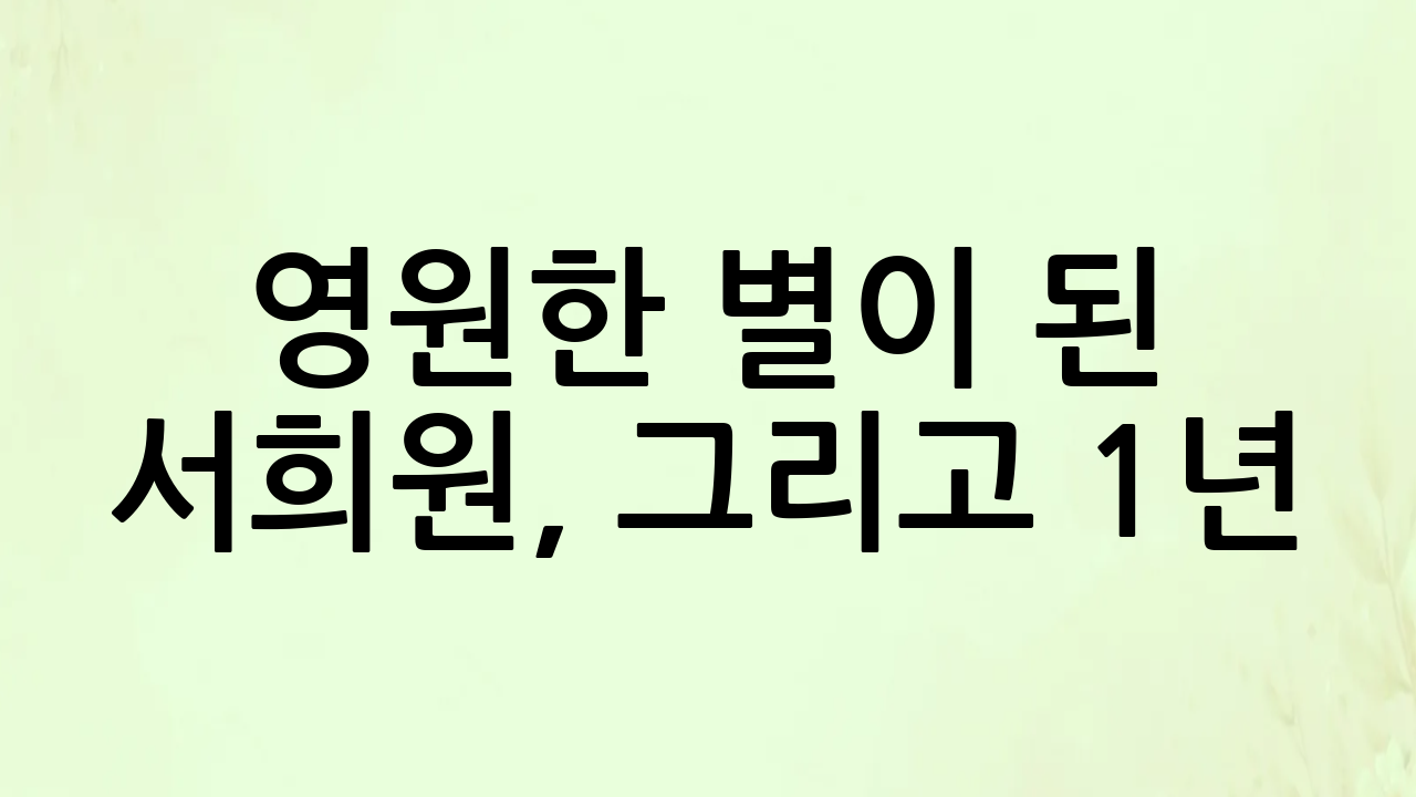 영원한 별이 된 故 서희원, 그리고 1년